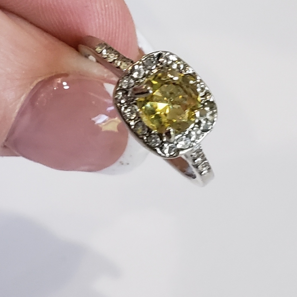 Citrine gemstone, CZ Rhinestone, Fashion RIng - Picture 12 of 16